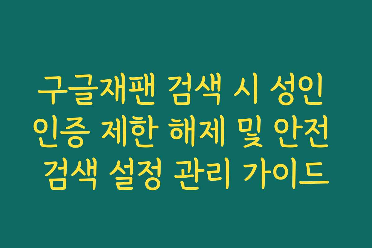 구글재팬 검색 시 성인 인증 제한 해제 및 안전 검색 설정 관리 가이드