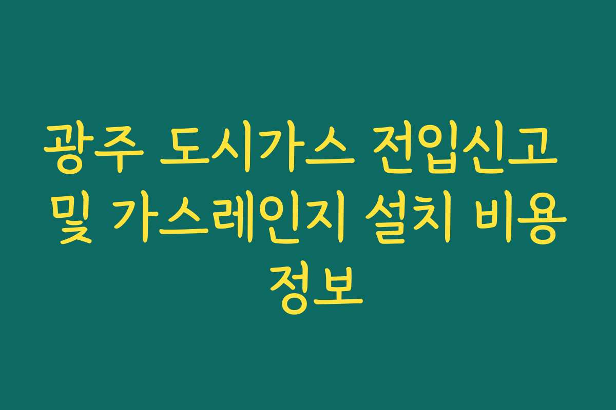 광주 도시가스 전입신고 및 가스레인지 설치 비용 정보 광주 도시가스 전입신고 및 가스레인지 설치 비용 정보