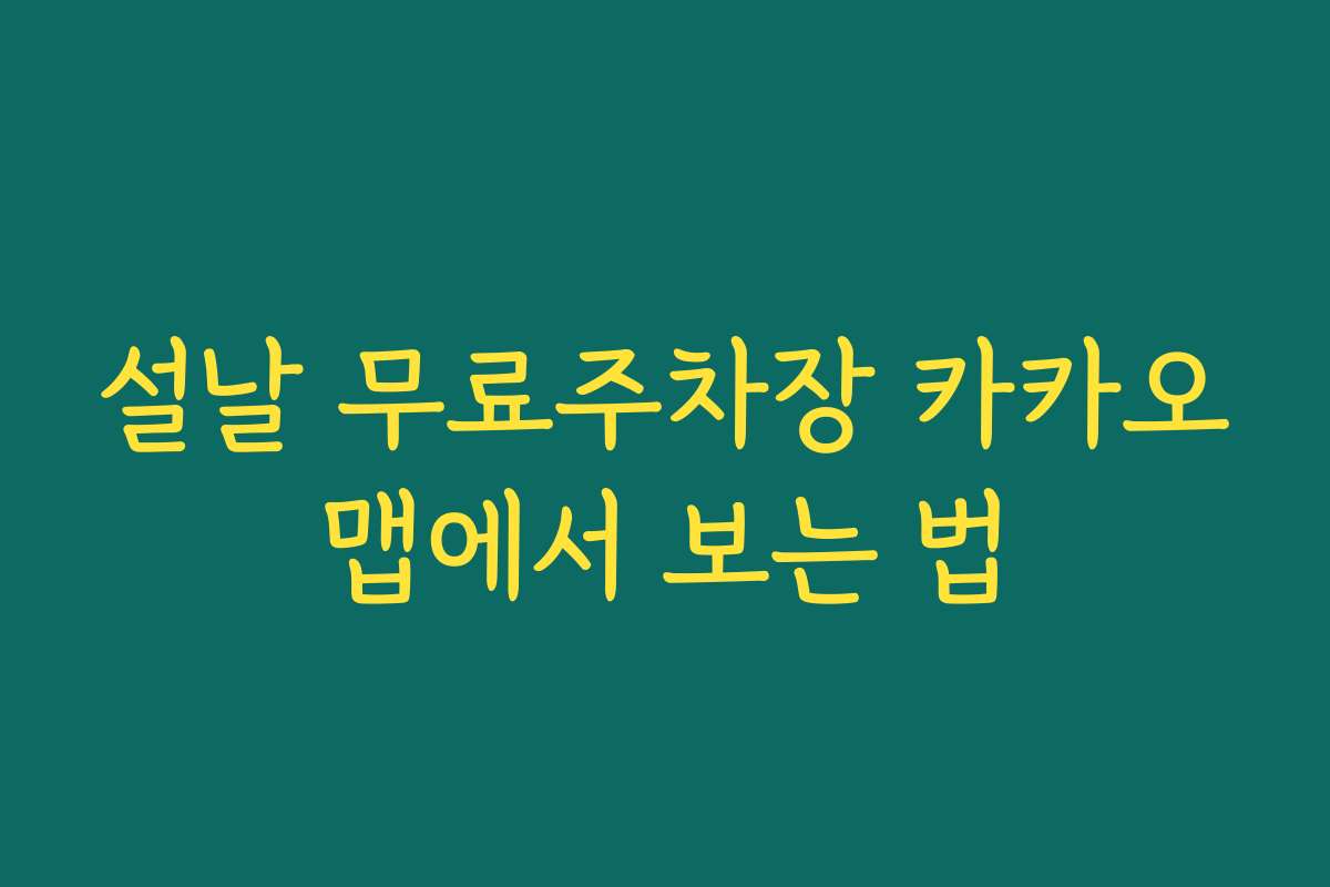 설날 무료주차장 카카오맵에서 보는 법