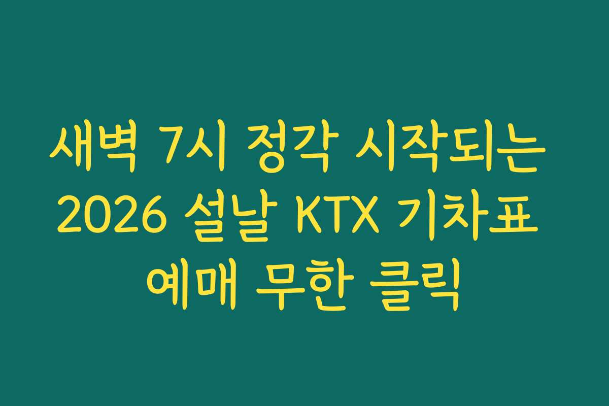 새벽 7시 정각 시작되는 2026 설날 KTX 기차표 예매 무한 클릭