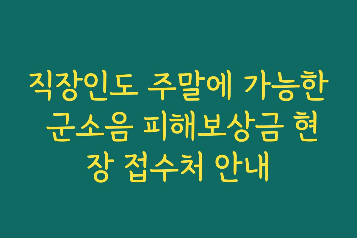 직장인도 주말에 가능한 군소음 피해보상금 현장 접수처 안내