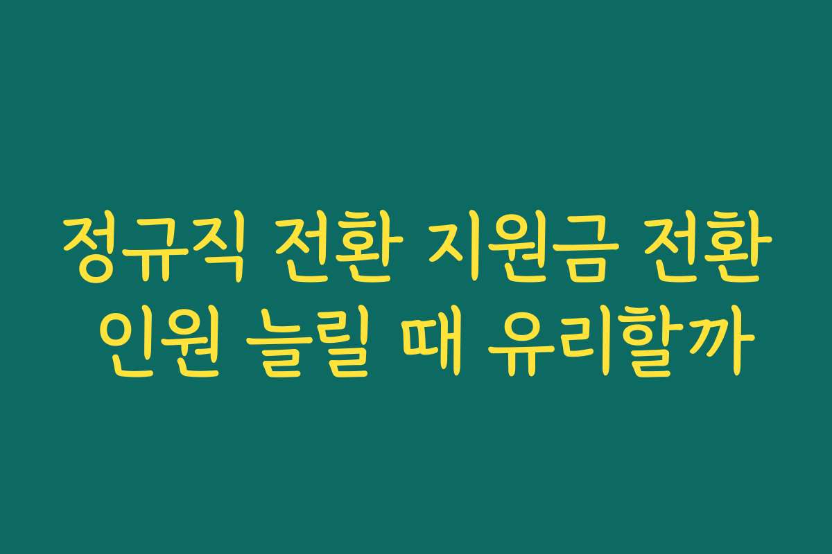 정규직 전환 지원금 전환 인원 늘릴 때 유리할까