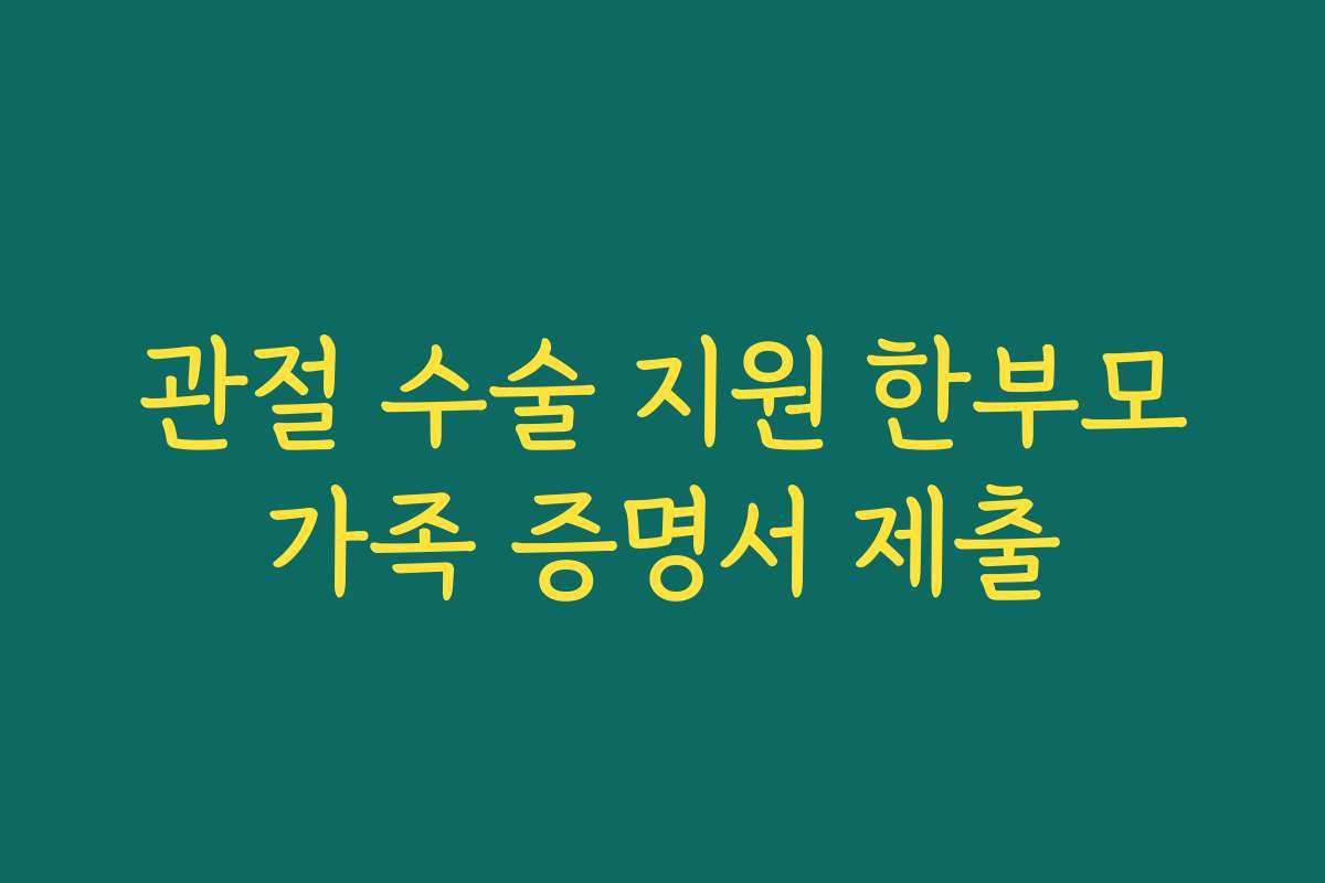 관절 수술 지원 한부모가족 증명서 제출