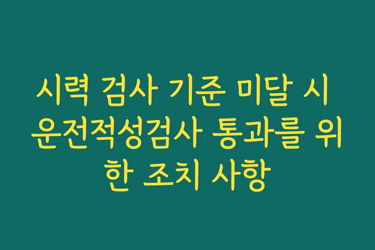 시력 검사 기준 미달 시 운전적성검사 통과를 위한 조치 사항 시력 검사 기준 미달 시 운전적성검사 통과를 위한 조치 사항