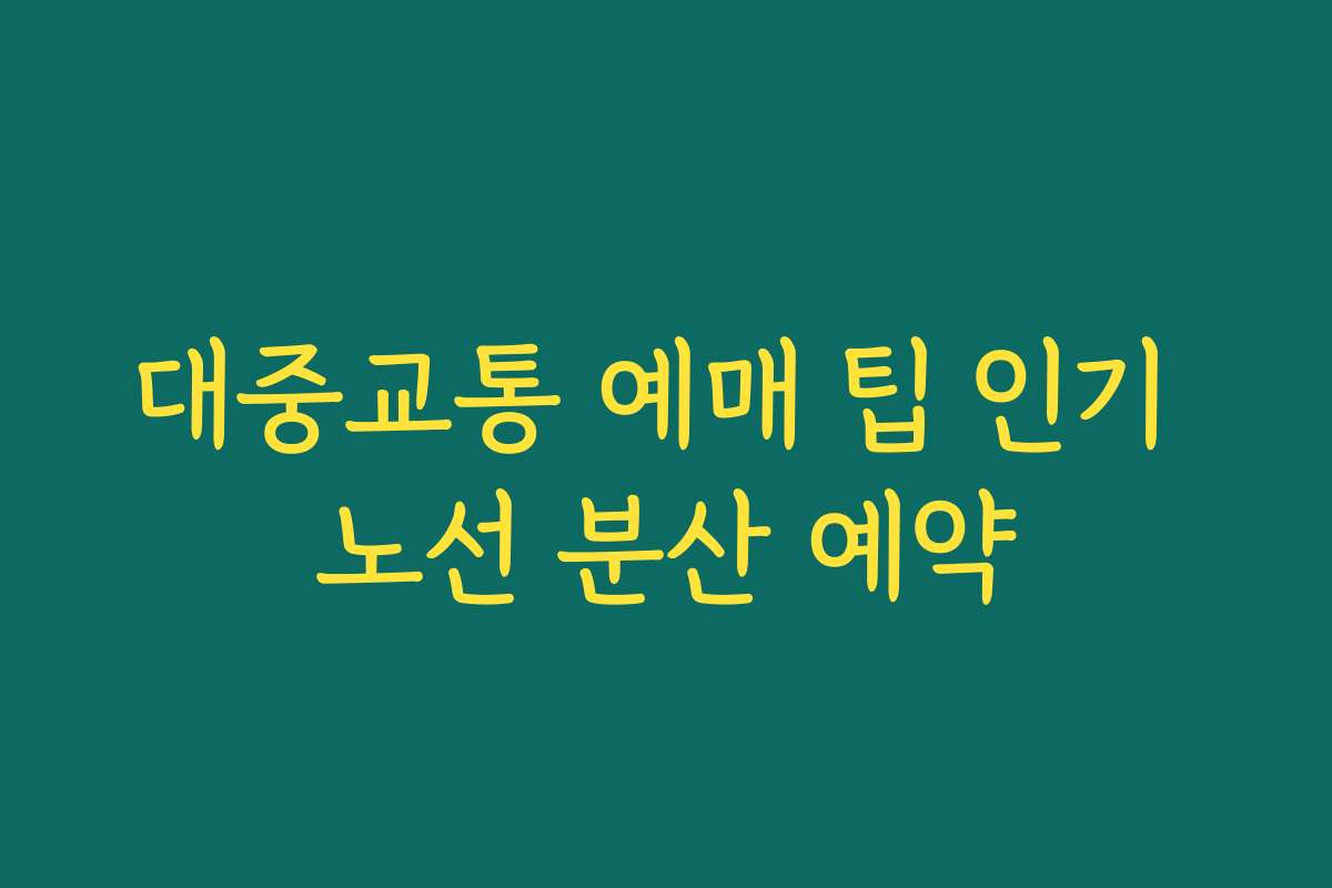 대중교통 예매 팁 인기 노선 분산 예약