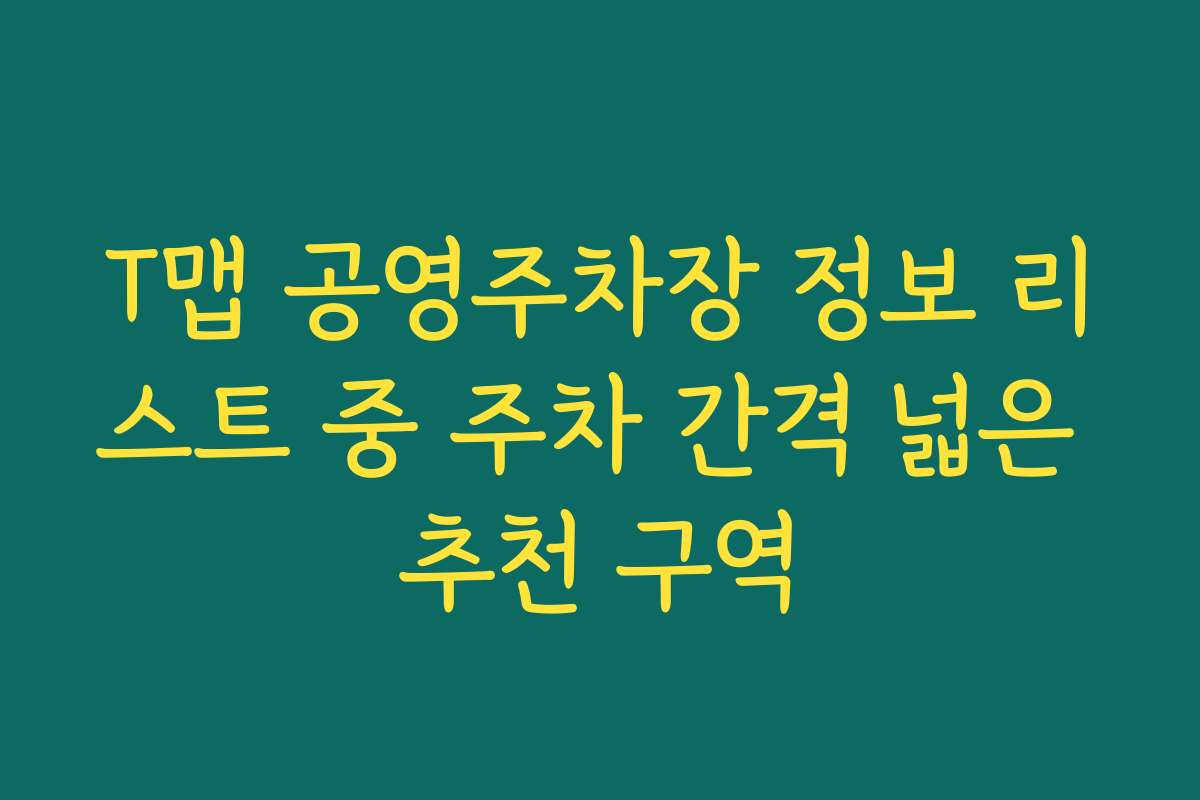 T맵 공영주차장 정보 리스트 중 주차 간격 넓은 추천 구역
