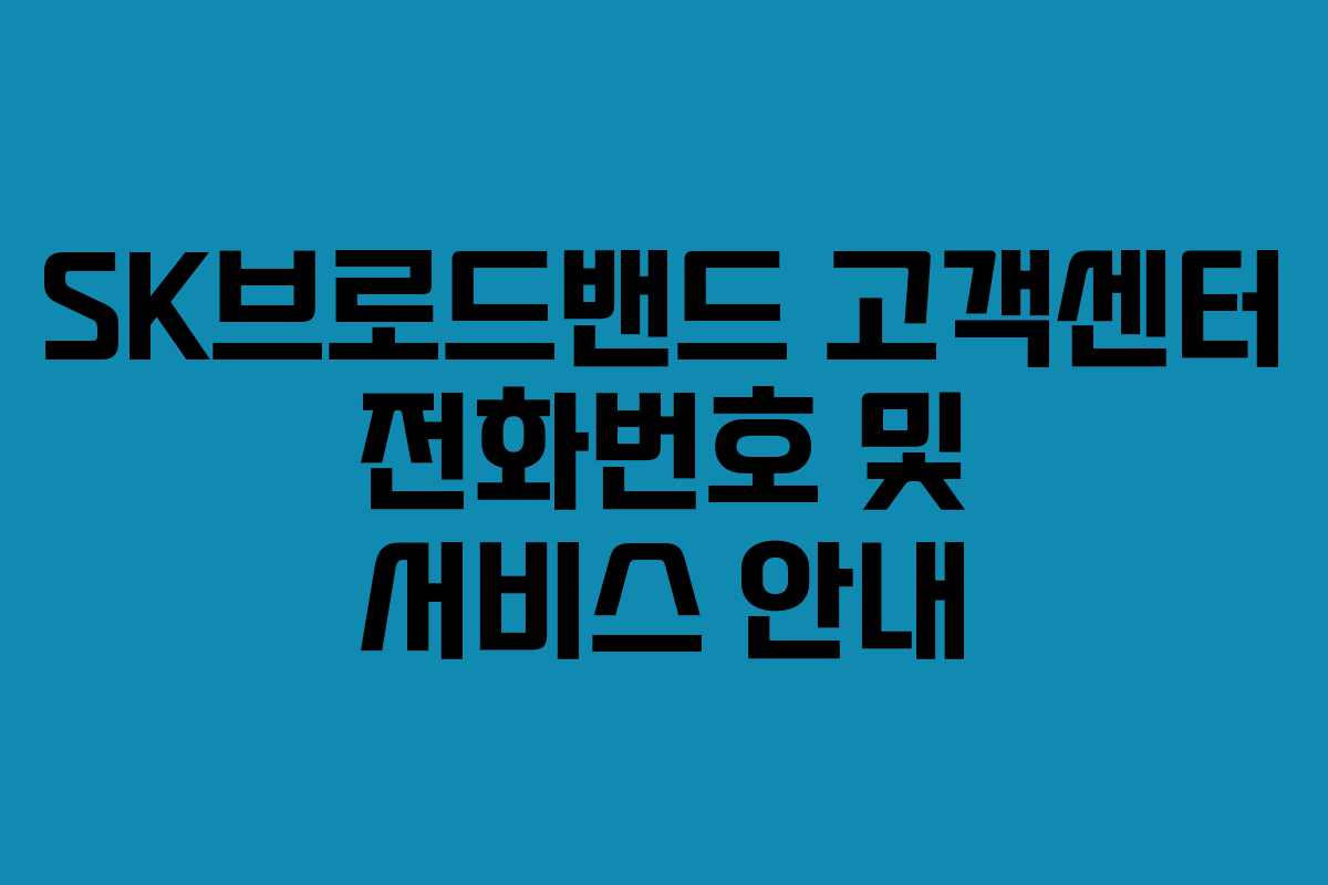 SK브로드밴드 고객센터 전화번호 및 서비스 안내 SK브로드밴드 고객센터 전화번호 및 서비스 안내