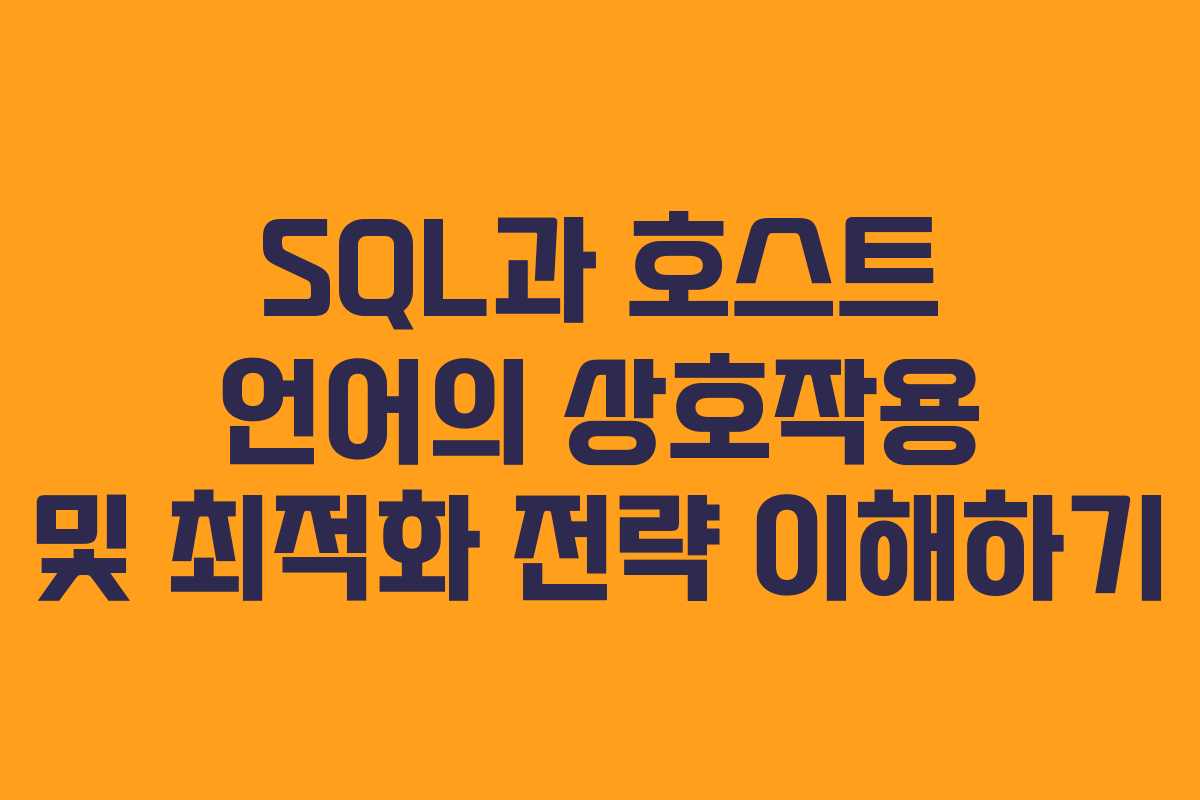 SQL과 호스트 언어의 상호작용 및 최적화 전략 이해하기