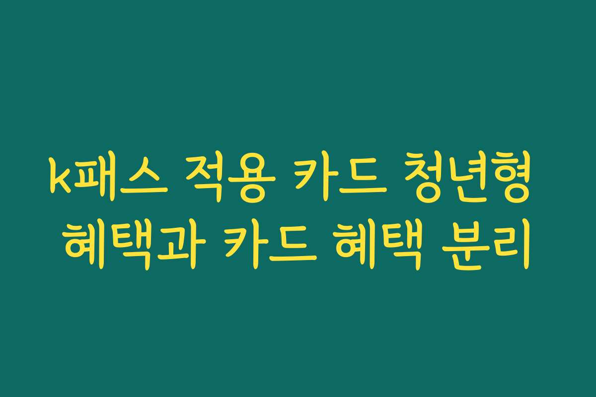 k패스 적용 카드 청년형 혜택과 카드 혜택 분리 k패스 적용 카드 청년형 혜택과 카드 혜택 분리
