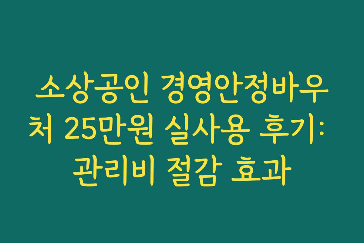 소상공인 경영안정바우처 25만원 실사용 후기: 관리비 절감 효과 소상공인 경영안정바우처 25만원 실사용 후기: 관리비 절감 효과