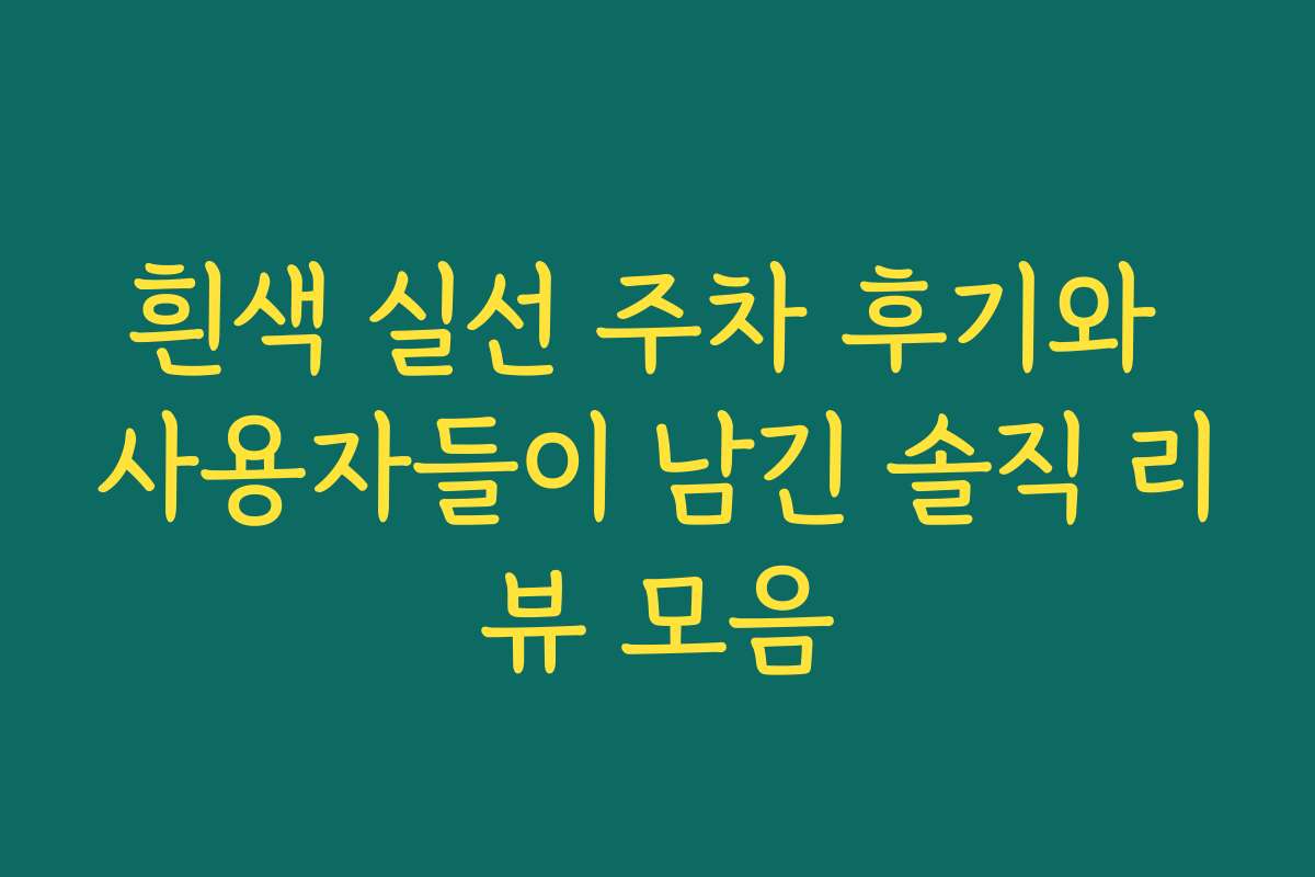 흰색 실선 주차 후기와 사용자들이 남긴 솔직 리뷰 모음