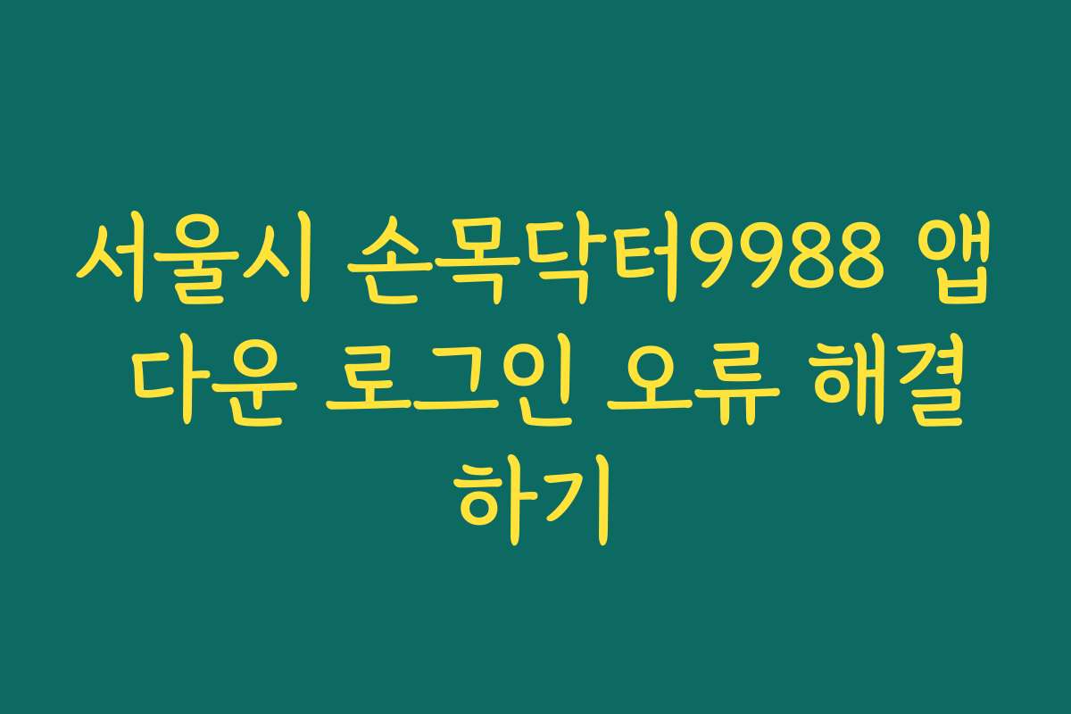 서울시 손목닥터9988 앱 다운 로그인 오류 해결하기 서울시 손목닥터9988 앱 다운 로그인 오류 해결하기