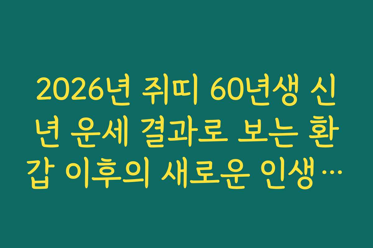 2026년 쥐띠 60년생 신년 운세 결과로 보는 환갑 이후의 새로운 인생 서막