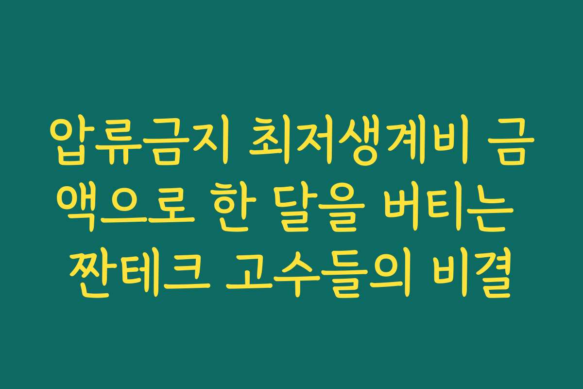압류금지 최저생계비 금액으로 한 달을 버티는 짠테크 고수들의 비결 압류금지 최저생계비 금액으로 한 달을 버티는 짠테크 고수들의 비결
