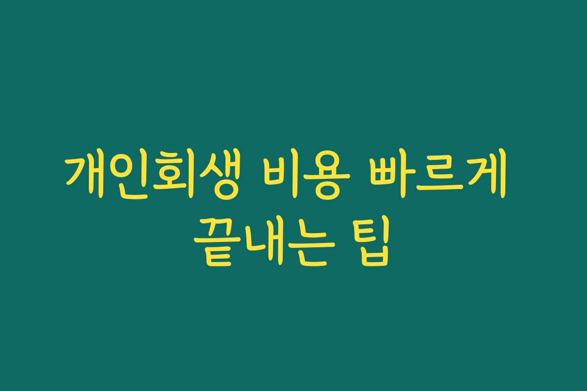 개인회생 비용 빠르게 끝내는 팁