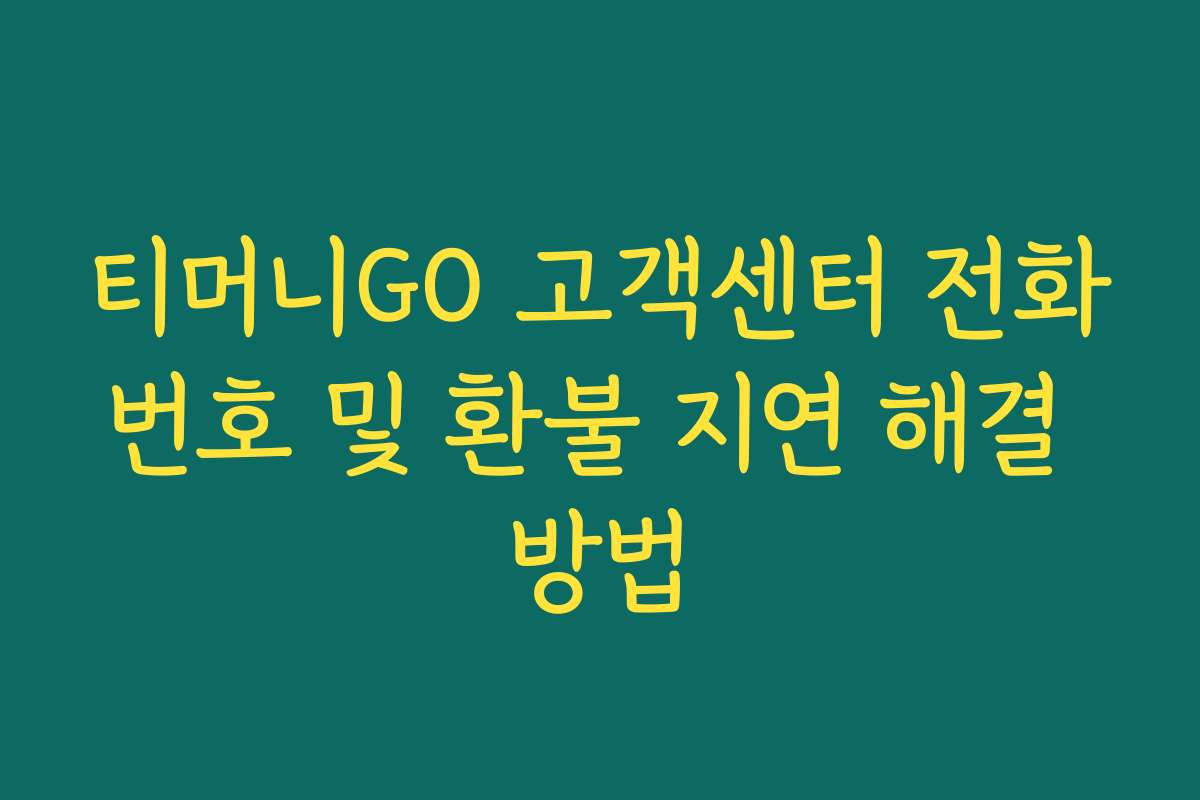 티머니GO 고객센터 전화번호 및 환불 지연 해결 방법