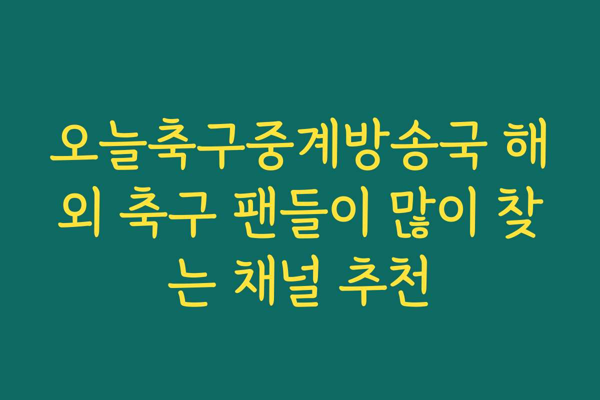 오늘축구중계방송국 해외 축구 팬들이 많이 찾는 채널 추천 오늘축구중계방송국 해외 축구 팬들이 많이 찾는 채널 추천