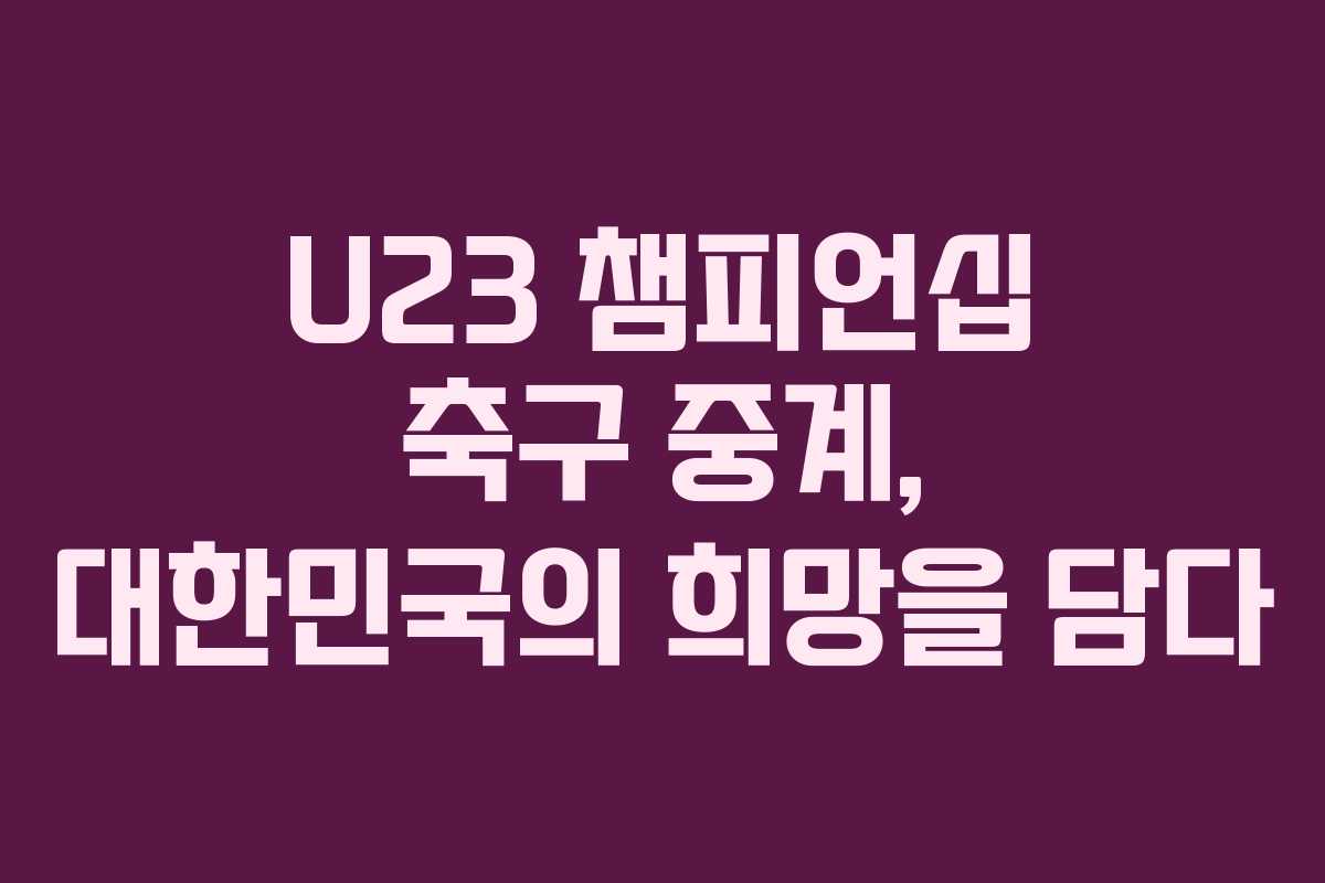 U23 챔피언십 축구 중계, 대한민국의 희망을 담다