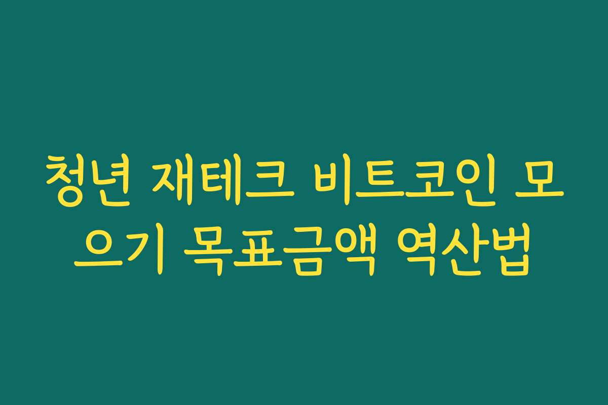 청년 재테크 비트코인 모으기 목표금액 역산법