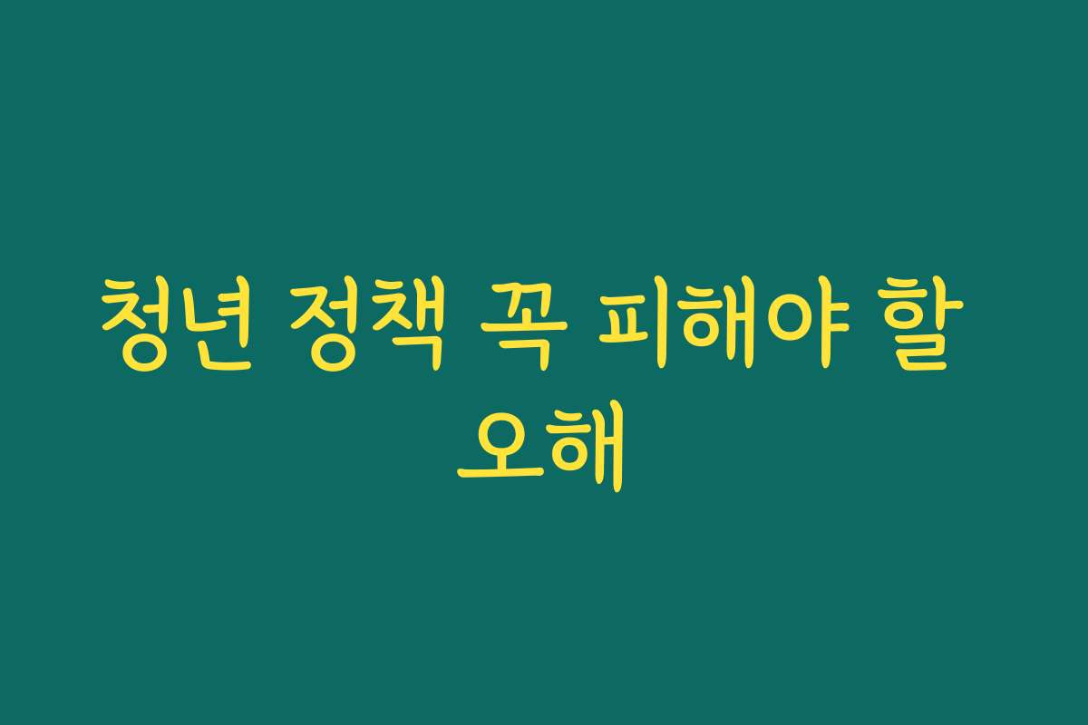 청년 정책 꼭 피해야 할 오해