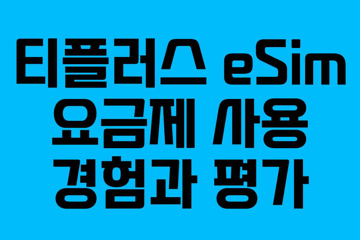 티플러스 eSim 요금제 사용 경험과 평가