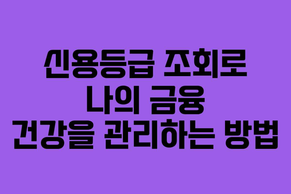 신용등급 조회로 나의 금융 건강을 관리하는 방법