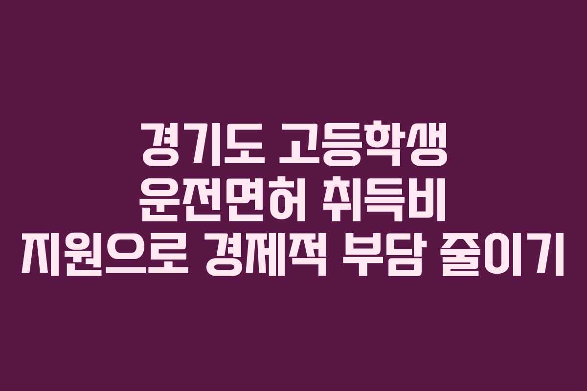 경기도 고등학생 운전면허 취득비 지원으로 경제적 부담 줄이기
