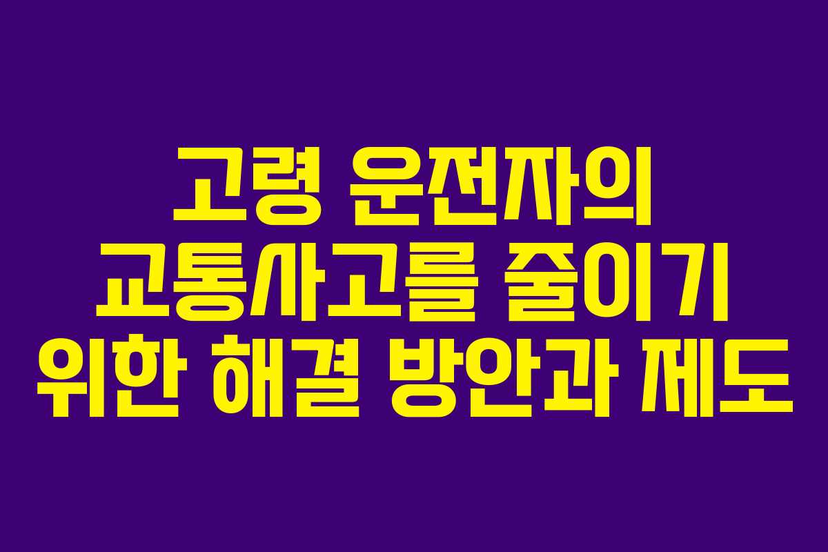 고령 운전자의 교통사고를 줄이기 위한 해결 방안과 제도