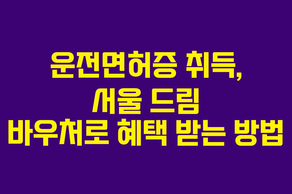 운전면허증 취득, 서울 드림 바우처로 혜택 받는 방법