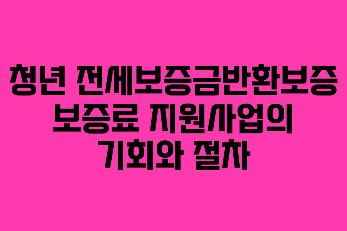청년 전세보증금반환보증 보증료 지원사업의 기회와 절차