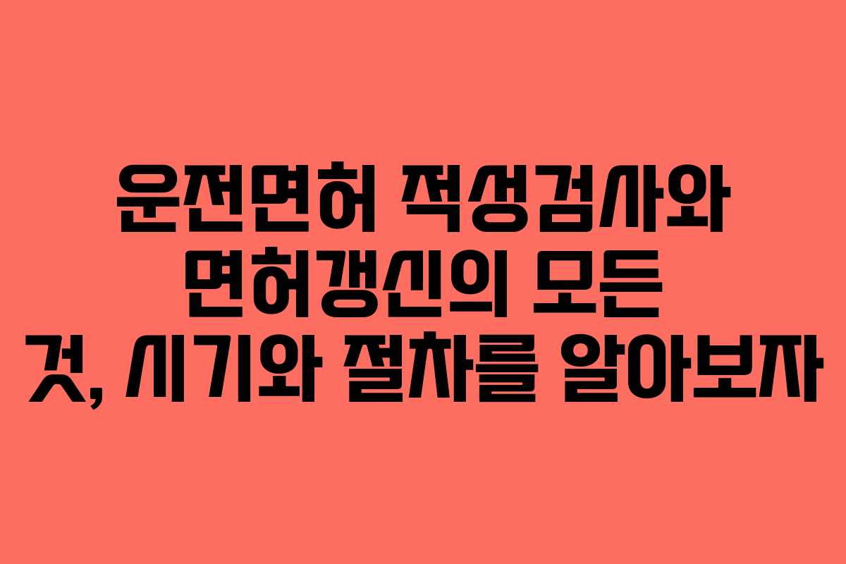 운전면허 적성검사와 면허갱신의 모든 것, 시기와 절차를 알아보자 운전면허 적성검사와 면허갱신의 모든 것, 시기와 절차를 알아보자