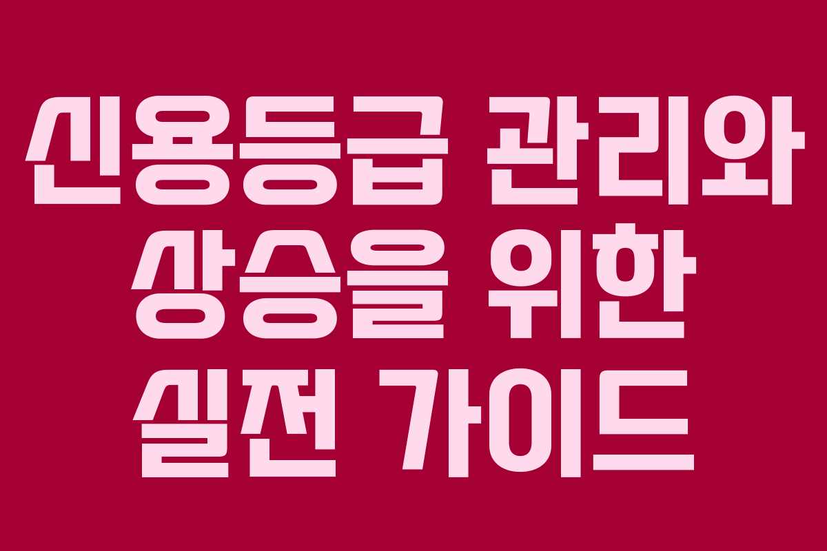 신용등급 관리와 상승을 위한 실전 가이드 신용등급 관리와 상승을 위한 실전 가이드