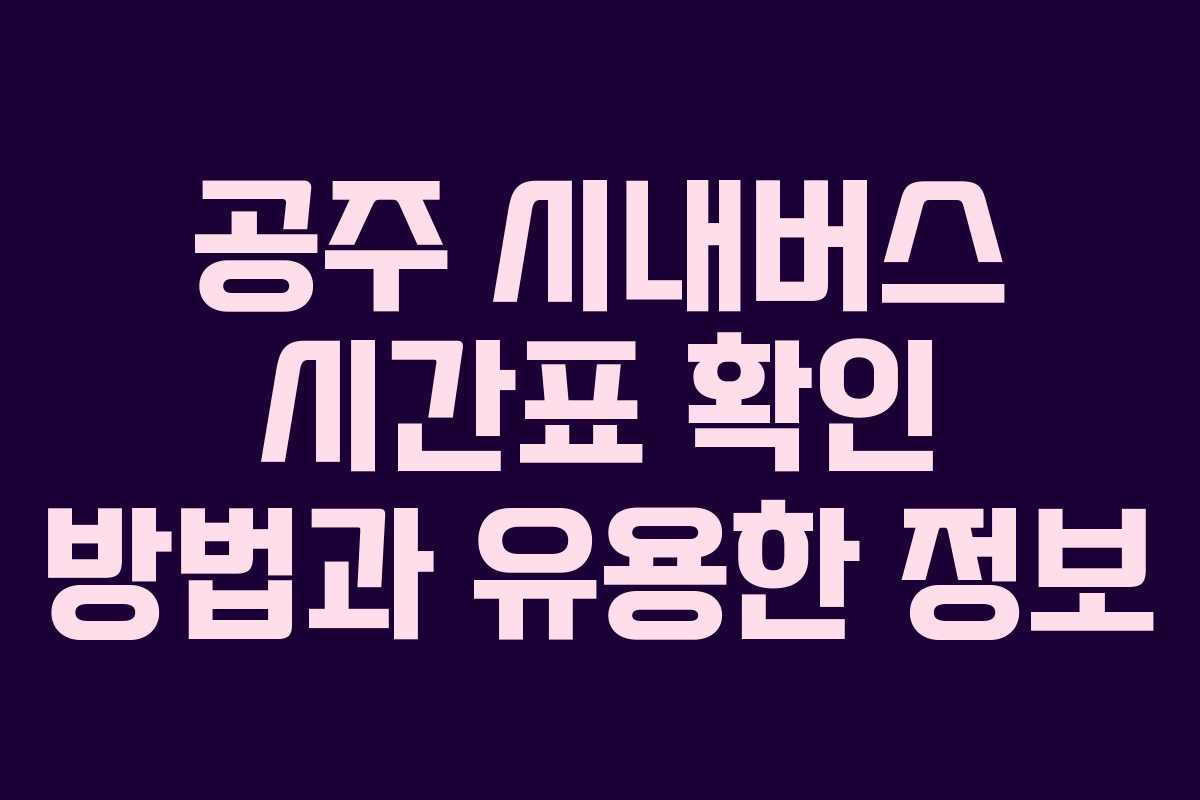 공주 시내버스 시간표 확인 방법과 유용한 정보