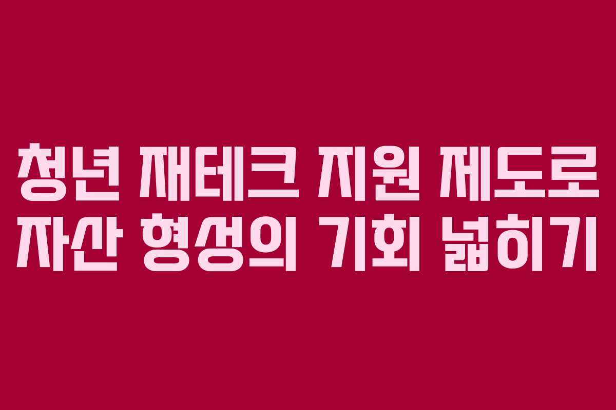 청년 재테크 지원 제도로 자산 형성의 기회 넓히기