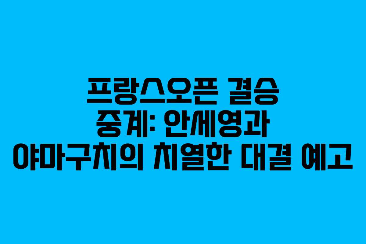 프랑스오픈 결승 중계: 안세영과 야마구치의 치열한 대결 예고
