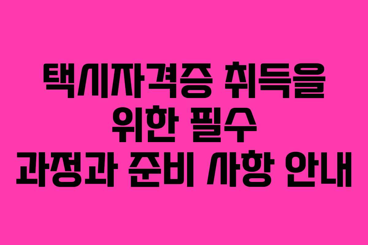 택시자격증 취득을 위한 필수 과정과 준비 사항 안내 택시자격증 취득을 위한 필수 과정과 준비 사항 안내