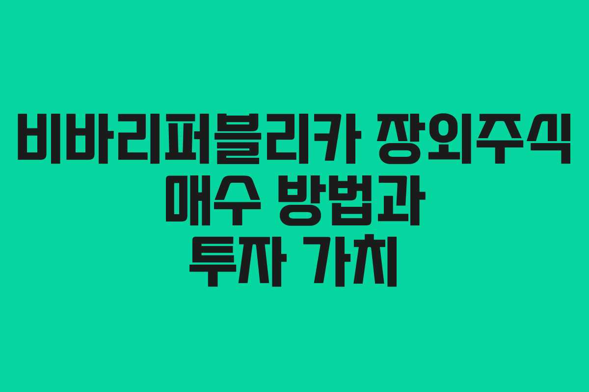 비바리퍼블리카 장외주식 매수 방법과 투자 가치