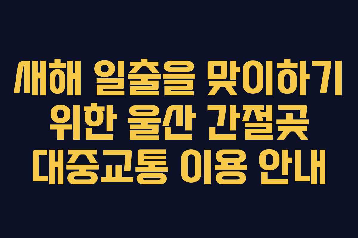 새해 일출을 맞이하기 위한 울산 간절곶 대중교통 이용 안내