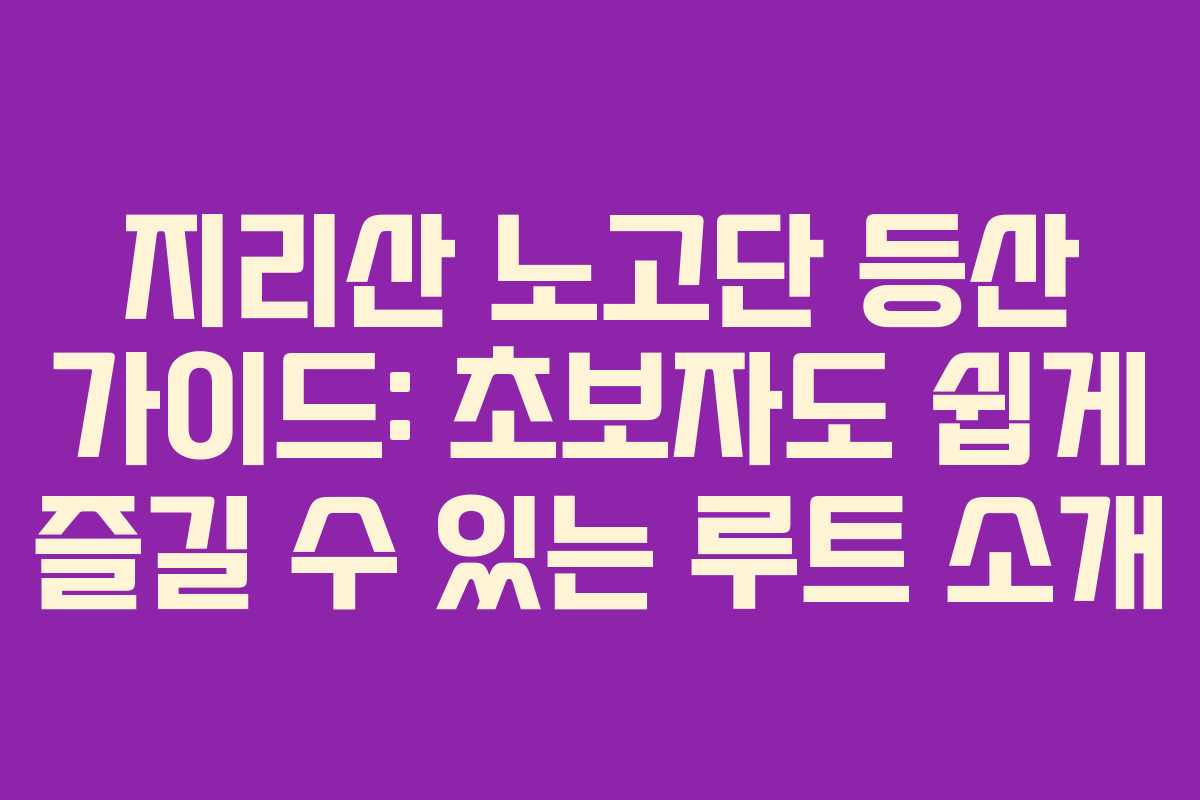 지리산 노고단 등산 가이드: 초보자도 쉽게 즐길 수 있는 루트 소개
