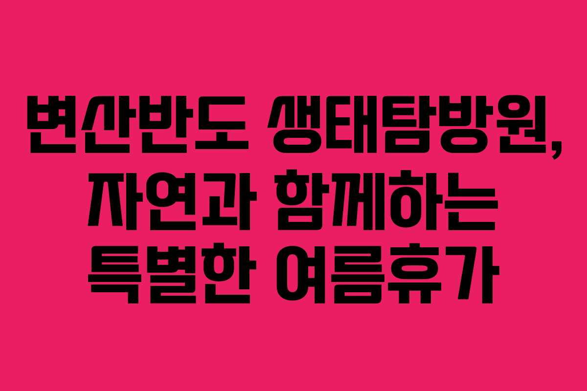변산반도 생태탐방원, 자연과 함께하는 특별한 여름휴가