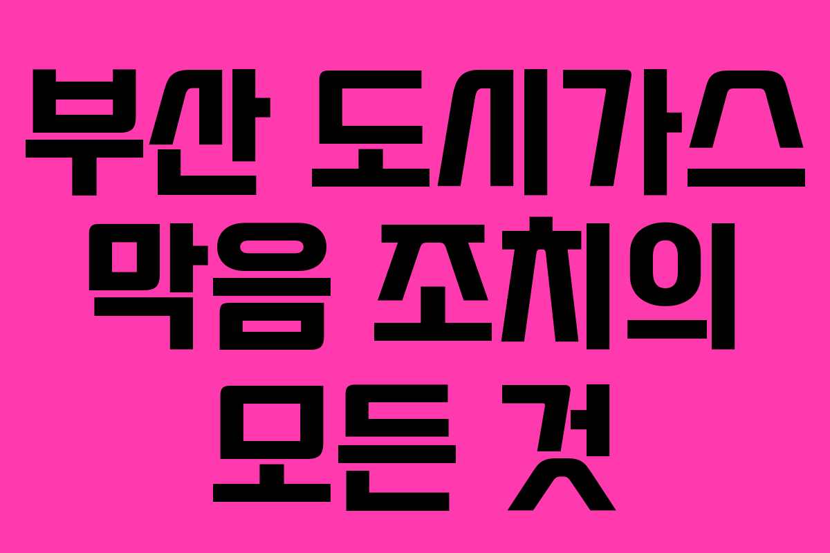 부산 도시가스 막음 조치의 모든 것 부산 도시가스 막음 조치의 모든 것