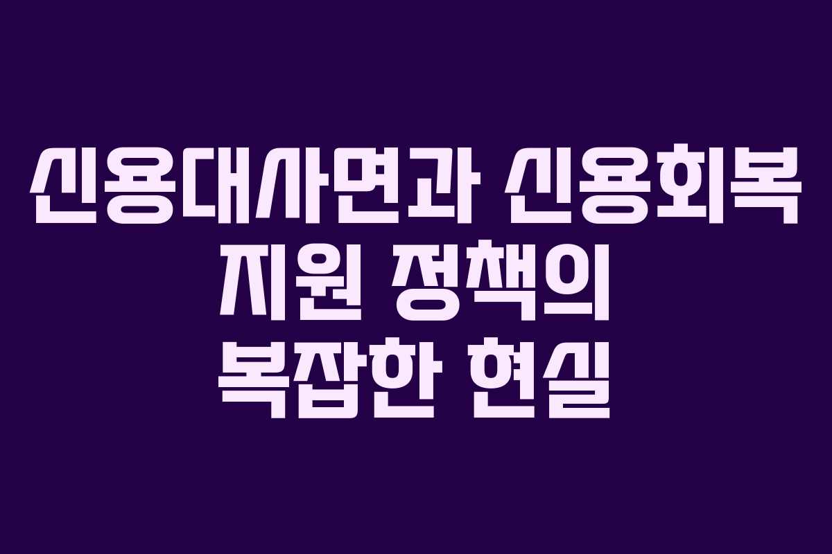 신용대사면과 신용회복 지원 정책의 복잡한 현실 신용대사면과 신용회복 지원 정책의 복잡한 현실