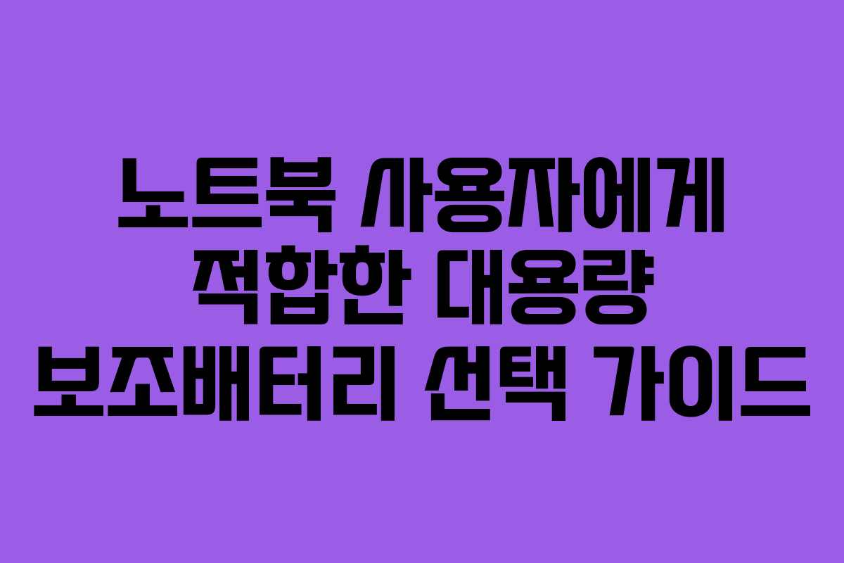 노트북 사용자에게 적합한 대용량 보조배터리 선택 가이드