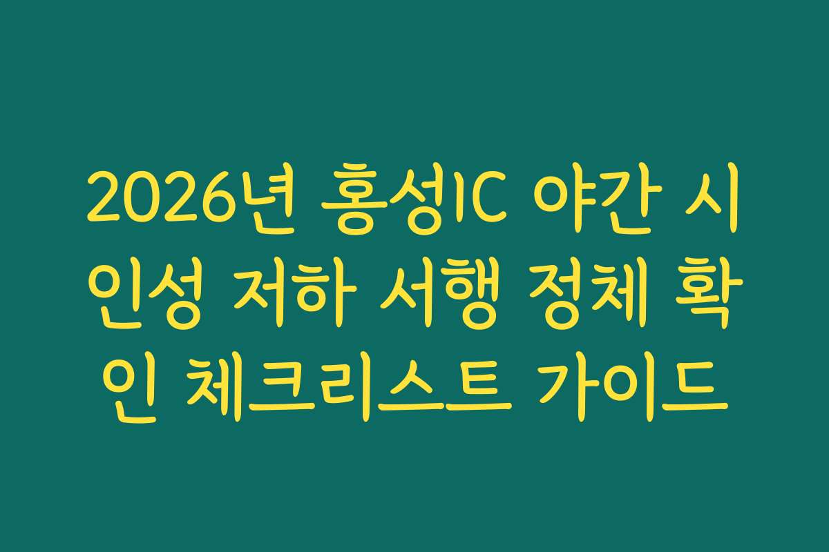 2026년 홍성IC 야간 시인성 저하 서행 정체 확인 체크리스트 가이드