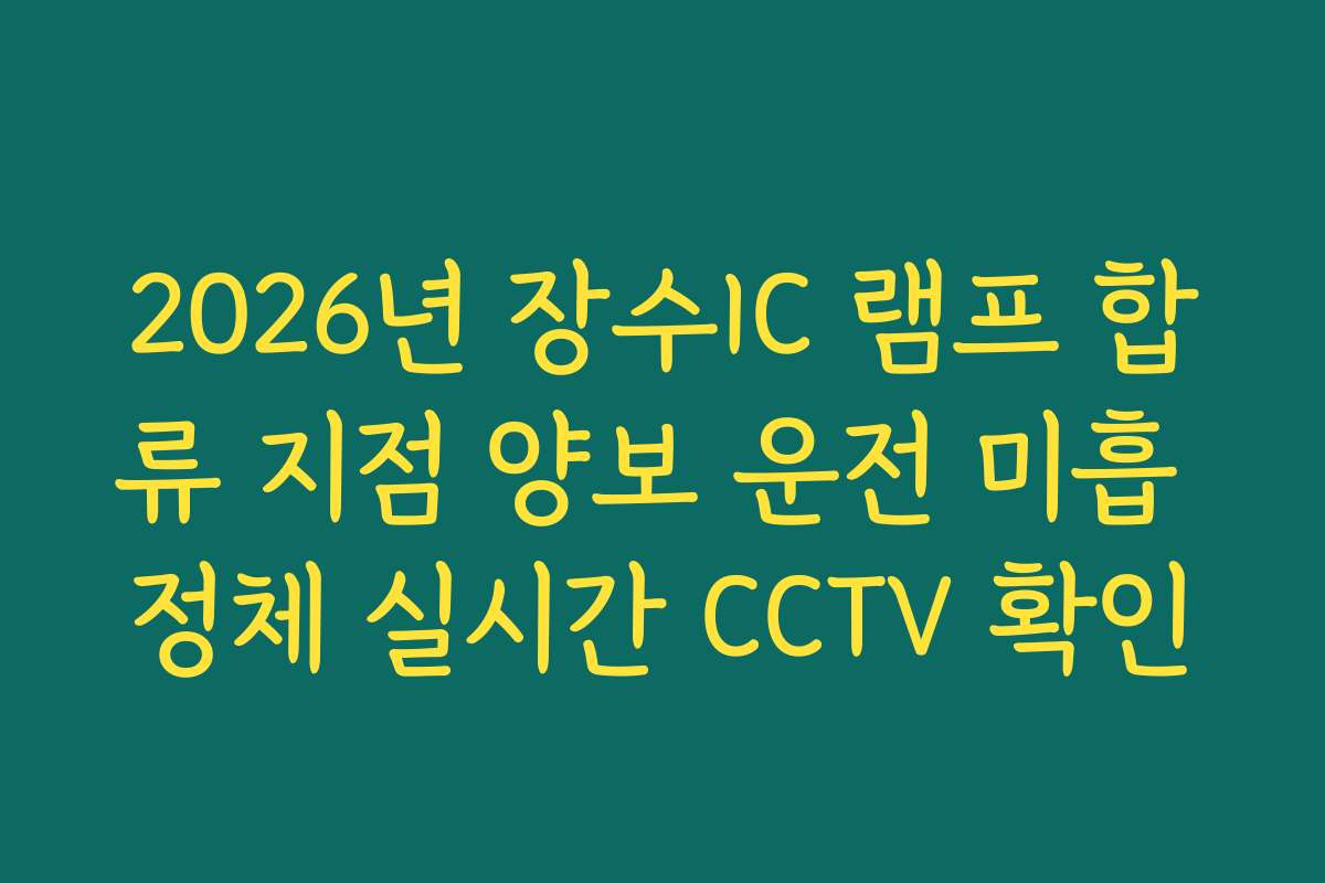 2026년 장수IC 램프 합류 지점 양보 운전 미흡 정체 실시간 CCTV 확인