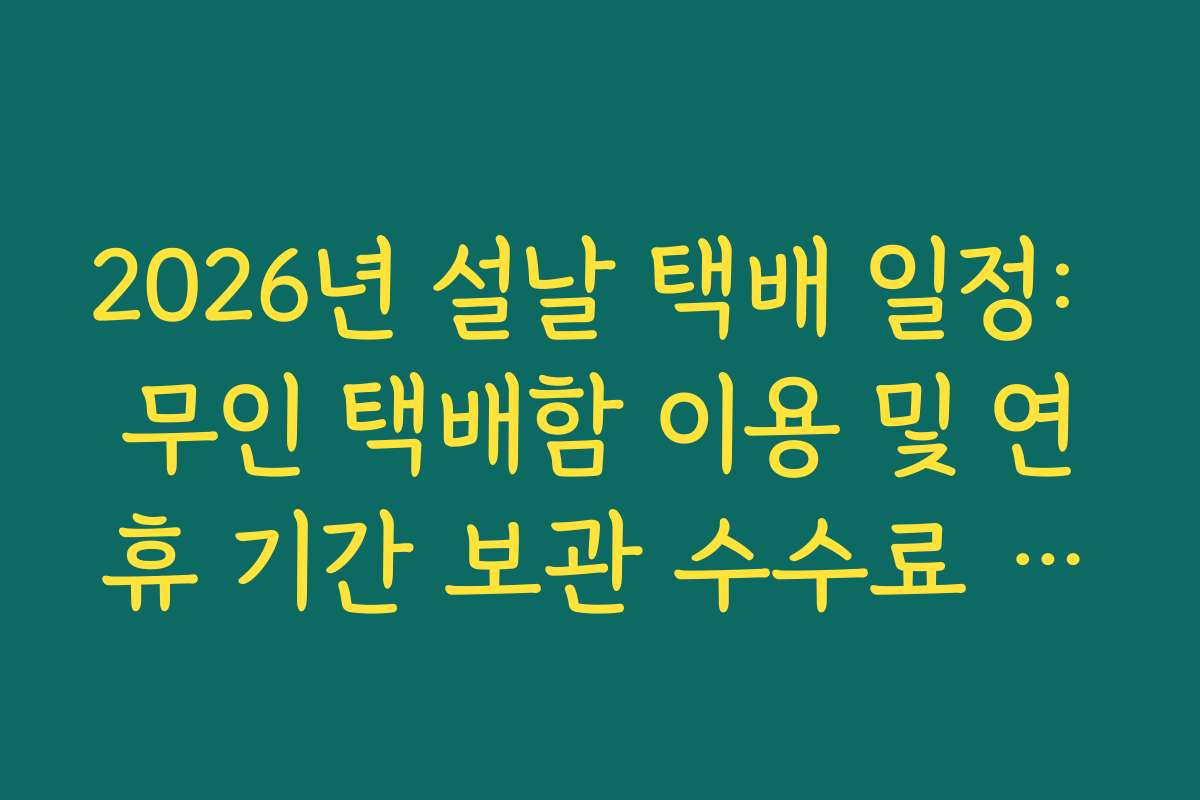 2026년 설날 택배 일정: 무인 택배함 이용 및 연휴 기간 보관 수수료 안내