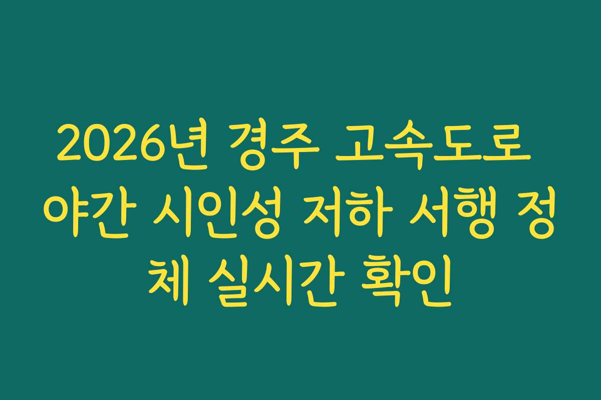 2026년 경주 고속도로 야간 시인성 저하 서행 정체 실시간 확인 2026년 경주 고속도로 야간 시인성 저하 서행 정체 실시간 확인