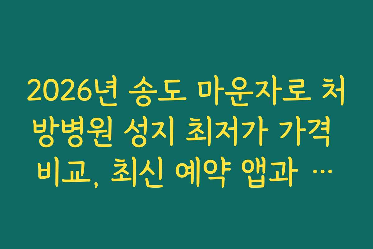 2026년 송도 마운자로 처방병원 성지 최저가 가격 비교, 최신 예약 앱과 활용법
