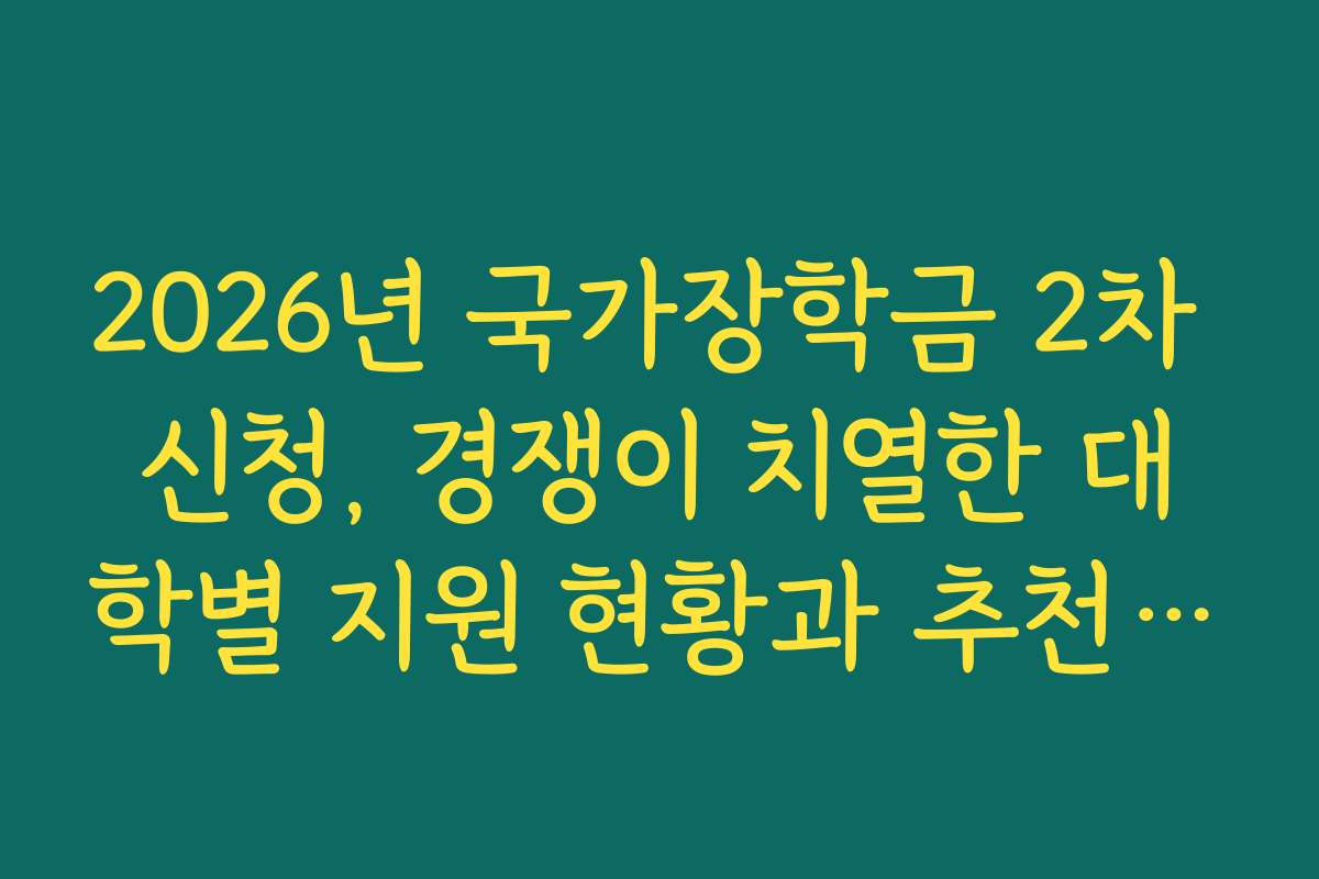 2026년 국가장학금 2차 신청, 경쟁이 치열한 대학별 지원 현황과 추천 대학 리스트