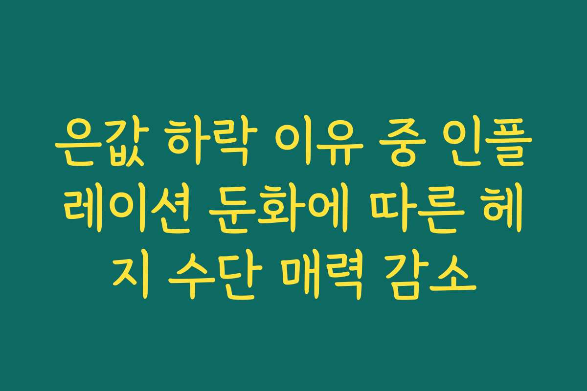 은값 하락 이유 중 인플레이션 둔화에 따른 헤지 수단 매력 감소 은값 하락 이유 중 인플레이션 둔화에 따른 헤지 수단 매력 감소